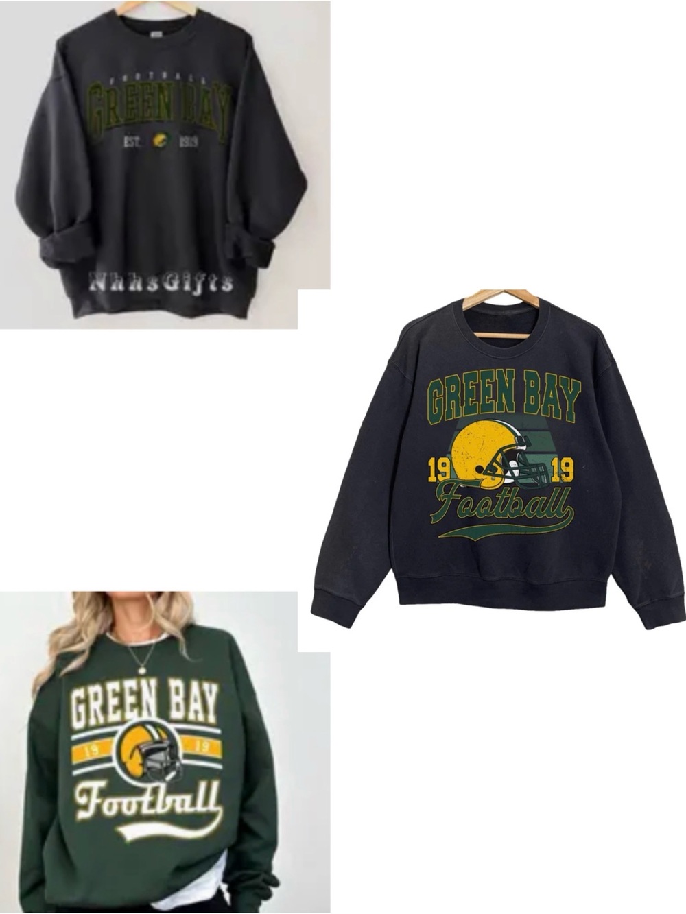 Three Gildan Black and Forest Green Crewneck Sweatshirts SIZE LARGE